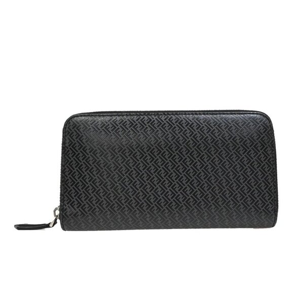 FENDI Logo Micro Zucca Pattern Long Zipper Wallet Embossing Leather - Picture 3 of 16